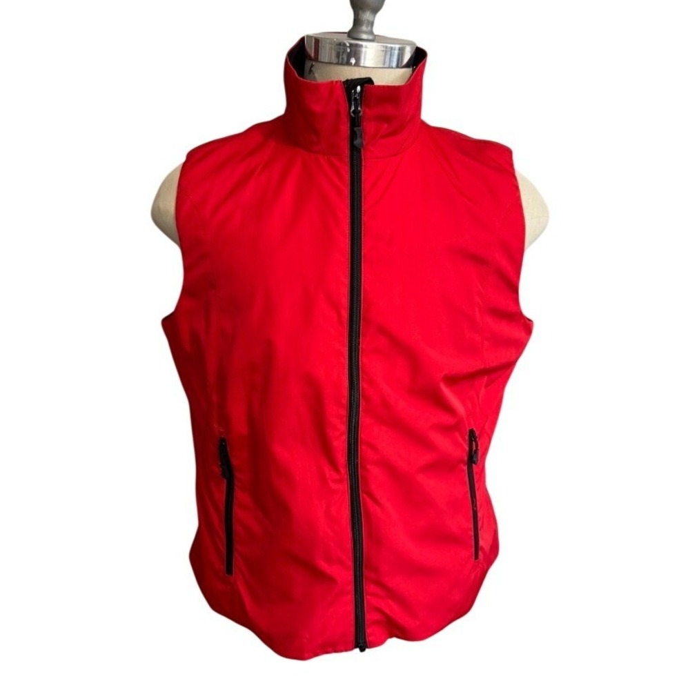 Lauren Active Ralph Lauren Red Zip Up Mesh Lined Athletic Vest XL Mock Neck